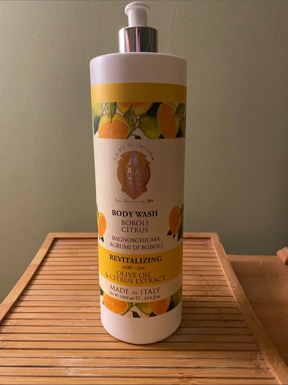 Jumbo 33.8 oz La FlorentinaBoboli Citrus Revitalizing Body Wash - Made in Italy